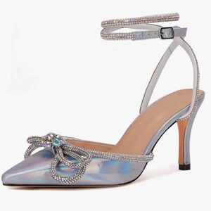 Silver Metallic Bow Heels